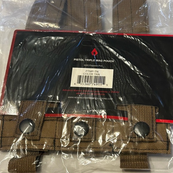 Advance Warrior Solutions Triple Magazine Pouch for Pistols - Tan NWOT - Picture 3 of 5
